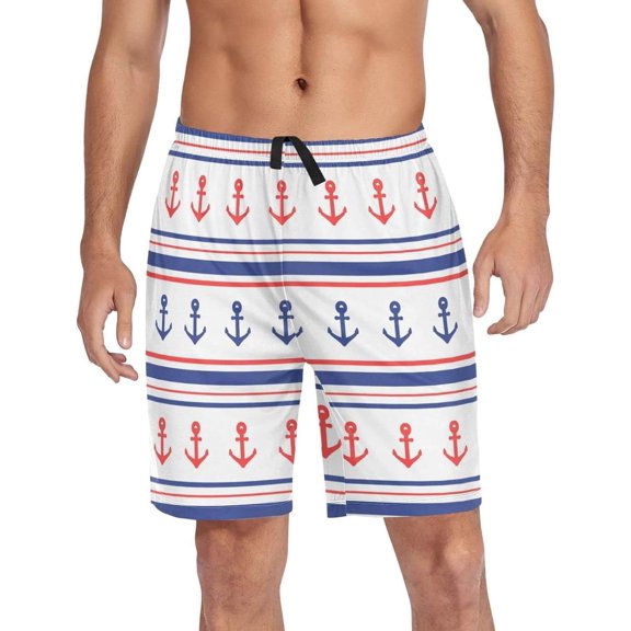 GZHJMY Anchor Pajama Pants Short for Men, Lounge Pants Lightweight Men Pajama Bottoms with Drawstring Pockets, Christmas New Year Birthday Gifts, X-Large