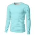 thumbnail image 6 of Dresfit Men's Big and Tall Shirts Solid Color Thermal Shirt Fall Stretch Crew Neck Long Sleeve Athletic Tops 2025 Plain Knit Oversized Pullover Tops Sky Blue S, 6 of 7