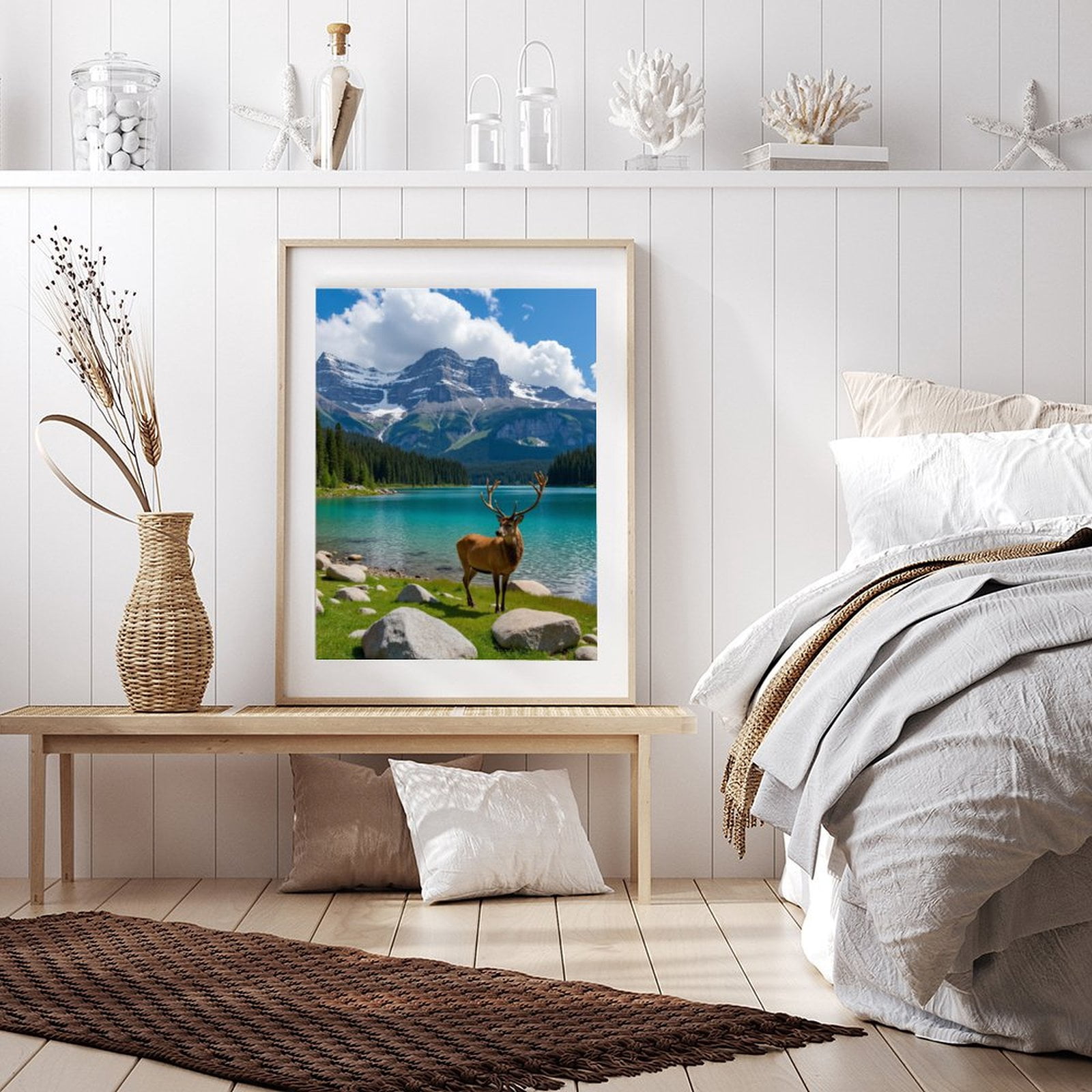 Diamond Art Kits for Adults - 5d Mountain Lake Deer Majestic Scenery Diamond Painting for Adults, Diamond Art for Adults Beginners, Diamond Painting Kits for Adults for Home Wall Decor