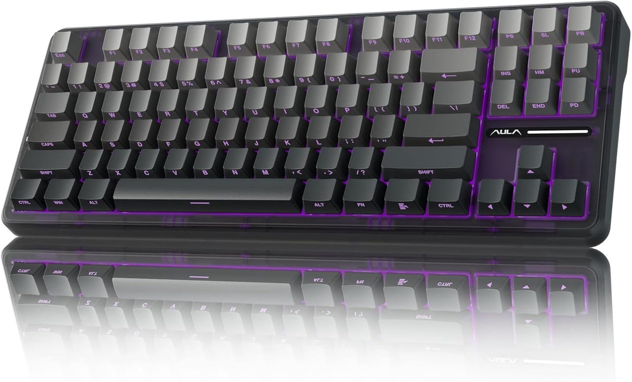 Restored AULA F87 Pro Wireless Mechanical Keyboard,Tri-Mode BT5.0/2.4GHz/USB-C Hot Swappable Custom Keyboard,Pre-lubed Switches,Side Printed PBT Keycaps,75% TKL RGB Backlit Gaming Keyboards
