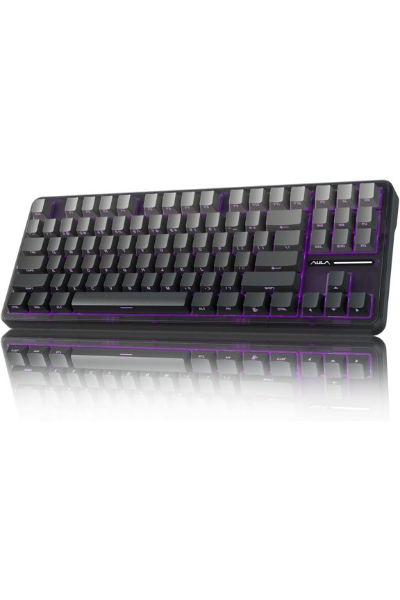 Restored AULA F87 Pro Wireless Mechanical Keyboard,Tri-Mode BT5.0/2.4GHz/USB-C Hot Swappable Custom Keyboard,Pre-lubed Switches,Side Printed PBT Keycaps,75% TKL RGB Backlit Gaming Keyboards