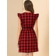 thumbnail image 5 of Vestido Cuadroscuadros Vintage Cinturón Línea A Rojo-Negro T M, 5 of 6