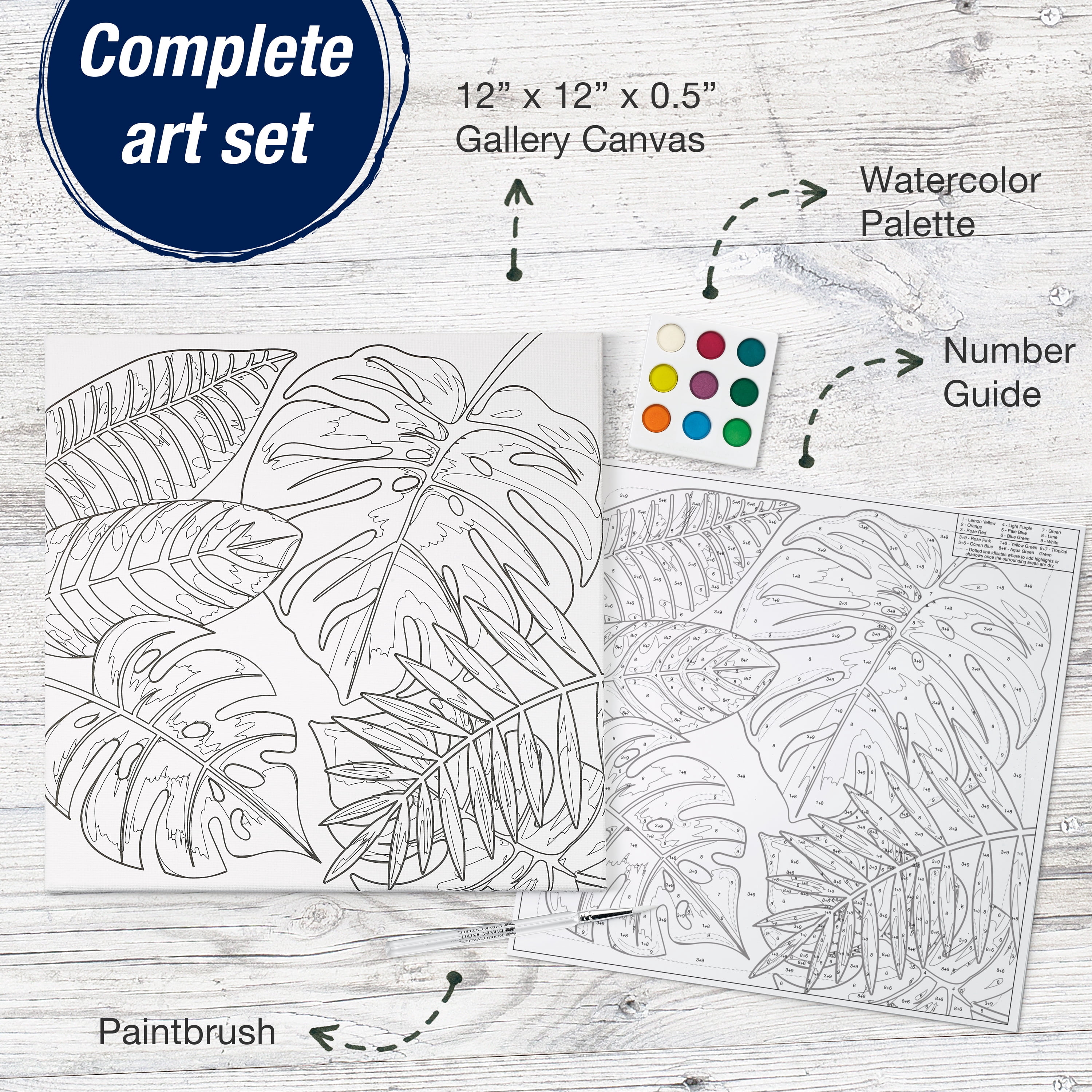 Faber-Castell Watercolor Paint by Number Tropical- Art & Craft Kit for Adults, Unisex Art Set