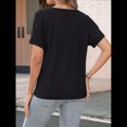 thumbnail image 4 of Camisetas Básicas de Verano con Cuello en V y Corta para Mujer Negro XL, 4 of 8