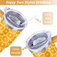 thumbnail image 5 of 40oz Yellow Lemon Pattern Stainless Steel Flip Straw Tumbler Spill Proof Travel Cup Double Wall Vacuum Insulated Coffee Mug with Top Handle, 5 of 6
