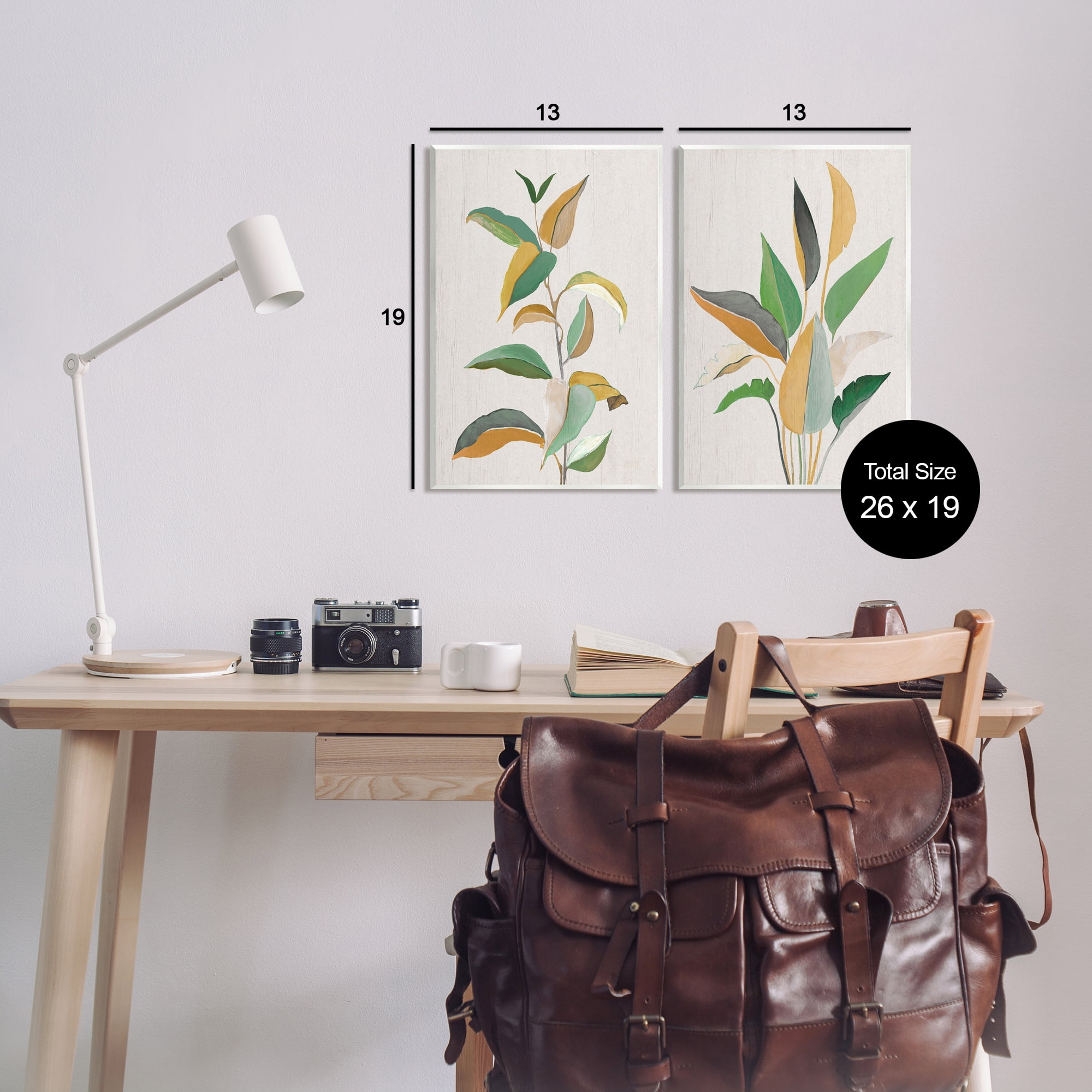 Stupell Industries Modern Split Plant Leaves Botanical & Floral Painting Unframed Art Print Wall Art, 13 x 19, Set of 2