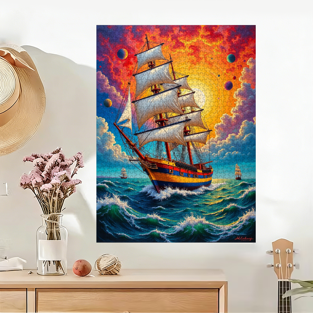 1000 pieces of vertical paper jigsaw puzzles - colorful sailing ships, with dimensions of 29.5 * 20 inches.