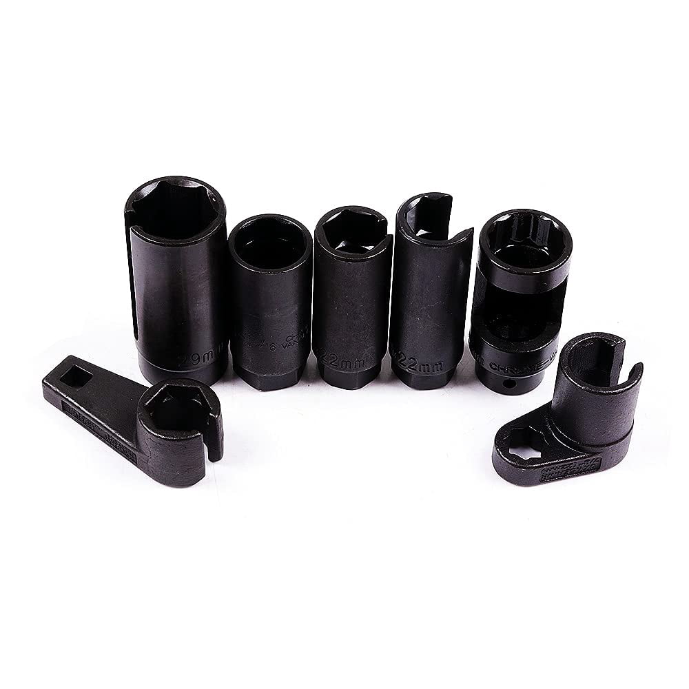 SCITOO 7pcs O2 Oxygen Sensor Oil Pressure Sending Unit Master Sensor Socket Tool Kit With Long oxygen sensor wrench socket Fit for Most Modern Vehicles