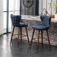 thumbnail image 5 of Roundhill Furniture Nevis Mid-Century Modern Faux Leather Tufted 29.5 in. Bar Stool - Set of 2, Blue, 5 of 5