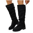 thumbnail image 3 of hzomhy Womens Mid Calf Boots Round Toe Buckle Strap Low Block Heel for Casual Daily and Winter Wear, 3 of 7