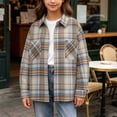 thumbnail image 5 of Kids Jacket Dqueduo Children's Gradient & Checkered Long Sleeve Lapel Shirt Mid Size Casual Loose Jacket Brown 7-8 Years, 5 of 10