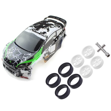 2 Set RC Car Part: 1 Pcs RC Car Shell Body Remote Control Toy & 1 Set K969-01 K969-02 Wheel Rim Hub with Tire