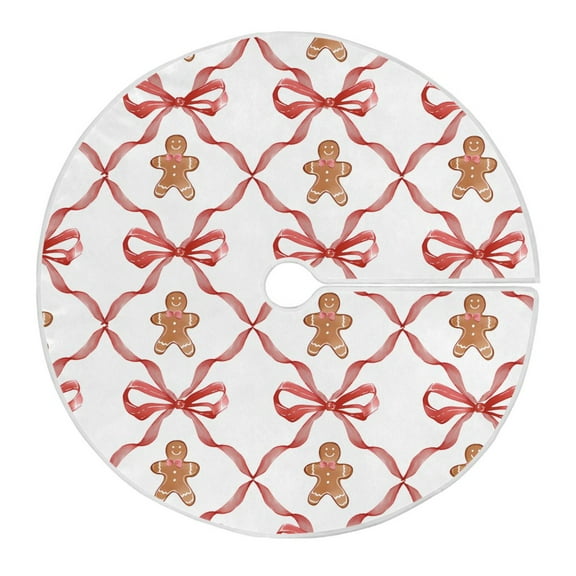 Ryvnso Christmas Tree Skirt Gingerbread Bows Xmas Tree Skirts Ornament Home Decorations 35.4"