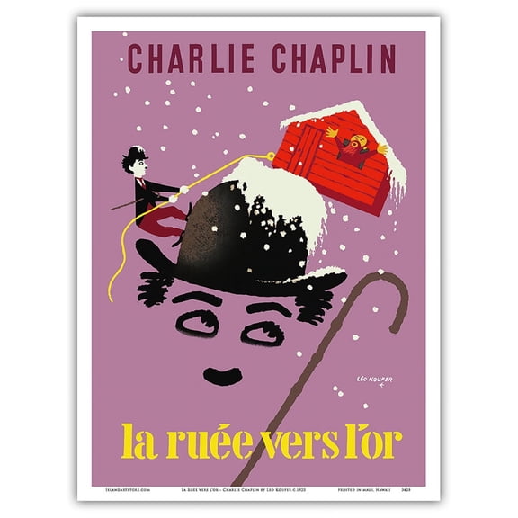 The Gold Rush (La Ruée vers l'or) - Starring Charlie Chaplin - Vintage Film Movie Poster by Leo Kouper c.1925 - Master Art Print (Unframed) 9in x 12in