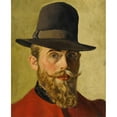thumbnail image 2 of Georges Emile Lebacq 12x14 Gold Ornate Wood Frame and Double Matted Museum Art Print Titled - Self-Portrait (1907), 2 of 4