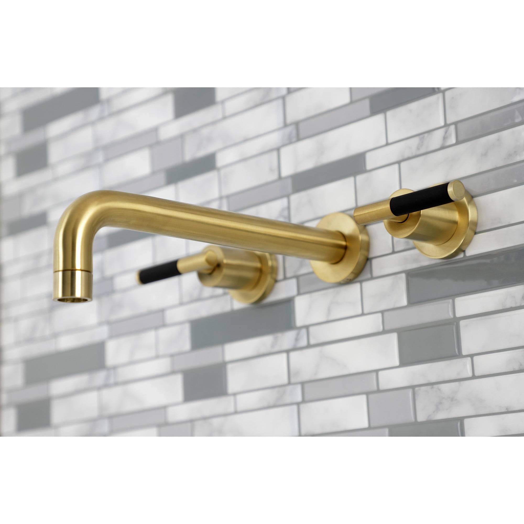 Kingston Brass KS8027CKL Kaiser Two-Handle 3-Hole Wall Mount Roman Tub Faucet in Brushed Brass