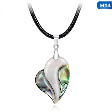 KABOER Lovely Vintage Seashell Abalone Pendant Necklace Natural Gemstone Jewelry Water Teardrop-Shaped Long Chain Gift