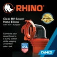 thumbnail image 3 of Camco Rhino Clear RV Sewer Hose Elbow with 4-in-1 Adapter - Orange (39736), 3 of 11