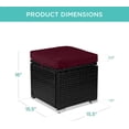 thumbnail image 2 of JJUN Set of 2 Wicker Ottomans, Multipurpose Outdoor Furniture for Patio, Backyard, Additional Seating, Footrest, Side Table w/Storage, Removable Cushions - Deep Burgundy/Black, 2 of 15
