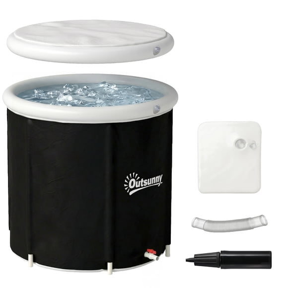 Outsunny Ice Bath Tub for Athletes, 71 Gal Cold Plunge Tub with Cover