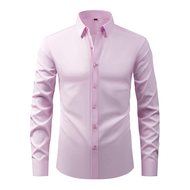 pstuiky Camisas casuales de manga larga para hombre, Camisa de negocios con botones y cuello vuelto liso a la moda para hombre camisetas de hombre l