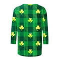 thumbnail image 5 of LEKWK St Patricks Day Shirt White Striped Shamrock Round Neck 3/4 Sleeve Casual Tops Clover Graphic Splice Festival Tee, 5 of 6