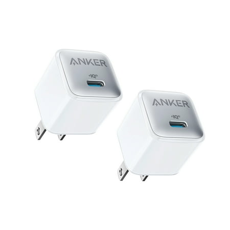 Anker 511 Nano Pro, 20W PIQ 3.0 Durable Compact Fast USB C Charger (Cable Not Included), Arctic White 2-Pack
