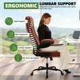 thumbnail image 4 of COOLHUT Big and Tall Office Chair, Executive Home Office Desk Chairs, Ergonomic Computer Faux Leather Desk Chair with Adjustable Flip-Up Arms, Lumbar Support Swivel Task Chair, Vintage Brown, 4 of 17