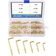 thumbnail image 1 of Glarks 120-Pieces 6 Size Brass Plated Square Hooks Lag Thread Handy Hanging Hooks Assortment Set, 1 of 7