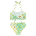 thumbnail image 4 of TiaoBug Girls 2 Pcs Mermaid Bikini Sets Shiny Halter Ruffles Crop Top with Triangle Brief Bathing Suit Tankini Light Green 130, 4 of 5