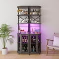 thumbnail image 5 of Winkalon Corner Bar Cabinet with Power Outlet, 5-Tiers Industrial Wine Cabinet with LED Strip and Glass Holder for dining room, living room, kitchen, Grey, 5 of 9