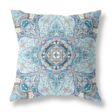 Amrita Sen Designs Amrita Sen Buddha Flower Ceremony Faux Suede Throw Pillow Zip 16" x 16"