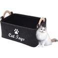 thumbnail image 3 of Cat Litter Box Organizer – Felt Cat Paw Shaped Pet Storage Basket for Cat Toys, Treats & Clothes, Non-Slip Durable Decorative Home Use, Black 12"x8"x6", 3 of 5