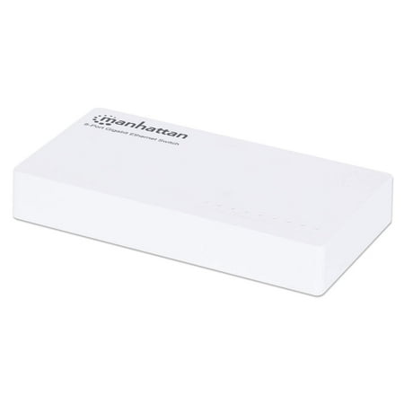 Manhattan 8-Port Gigabit Ethernet Switch with Power-Saving Energy Efficient Ethernet Technology - White