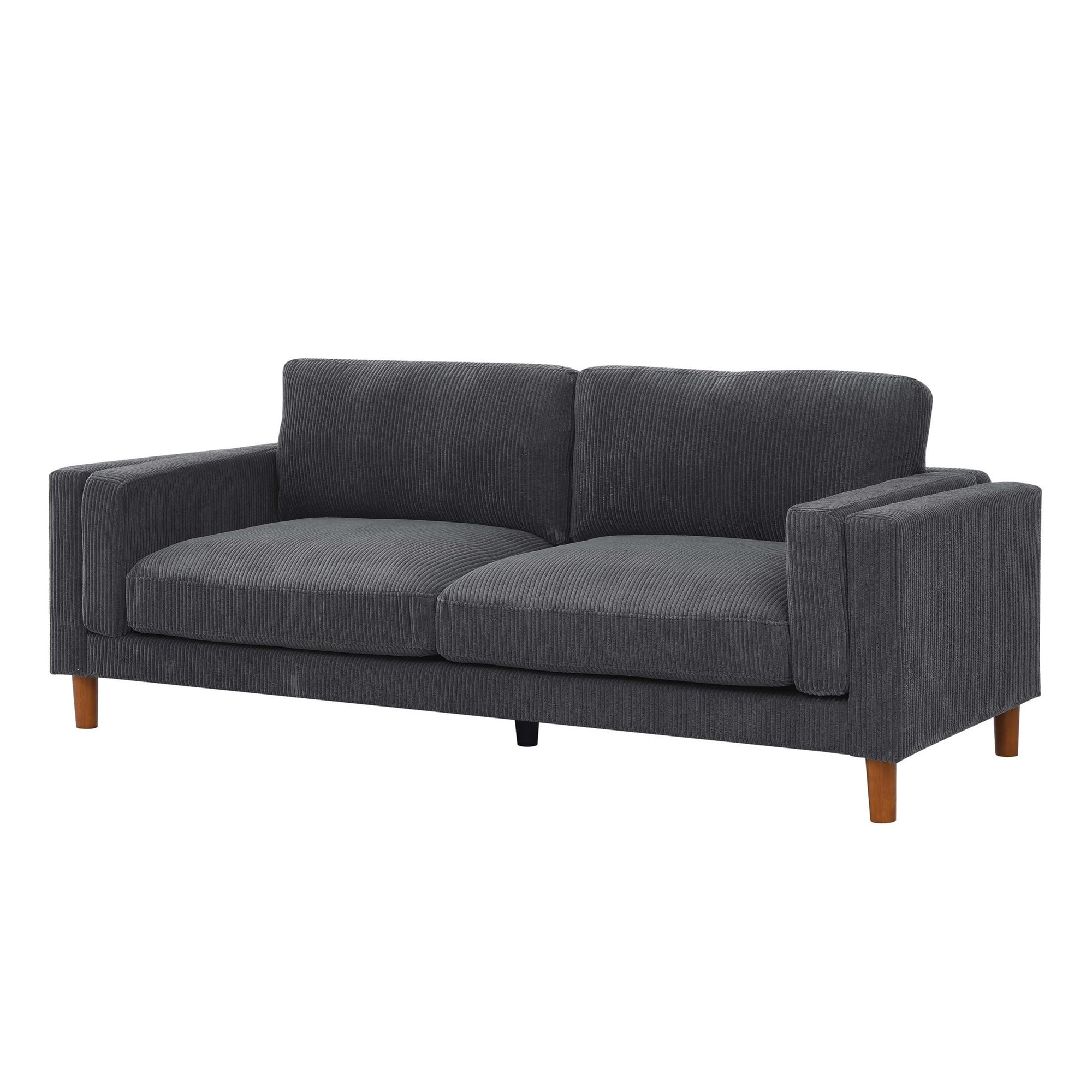 Aukfa 87" Oversized Modern Sofa Couch Deep Seat 3-Seater Sofa for Living Room, Wooden Legs, Corduroy, Gray
