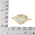thumbnail image 3 of Golden Plated Brass Pave Clear Cubic Zirconia Connector Charms Cadmium Free & Lead Free Glass Heart Links Dark Sea Green 24x13x5mm Hole: 1.5mm, 3 of 3