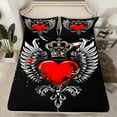 thumbnail image 2 of Castle Fairy Princess Queen Crown Full Size Sheets 4-Piece for Teens Adults,Love Heart Print Angle Wings Breathable Bed Sheets,Gothic Valentine's Day Lightweight Sheet Sets,Super Cozy Room Decor, 2 of 7