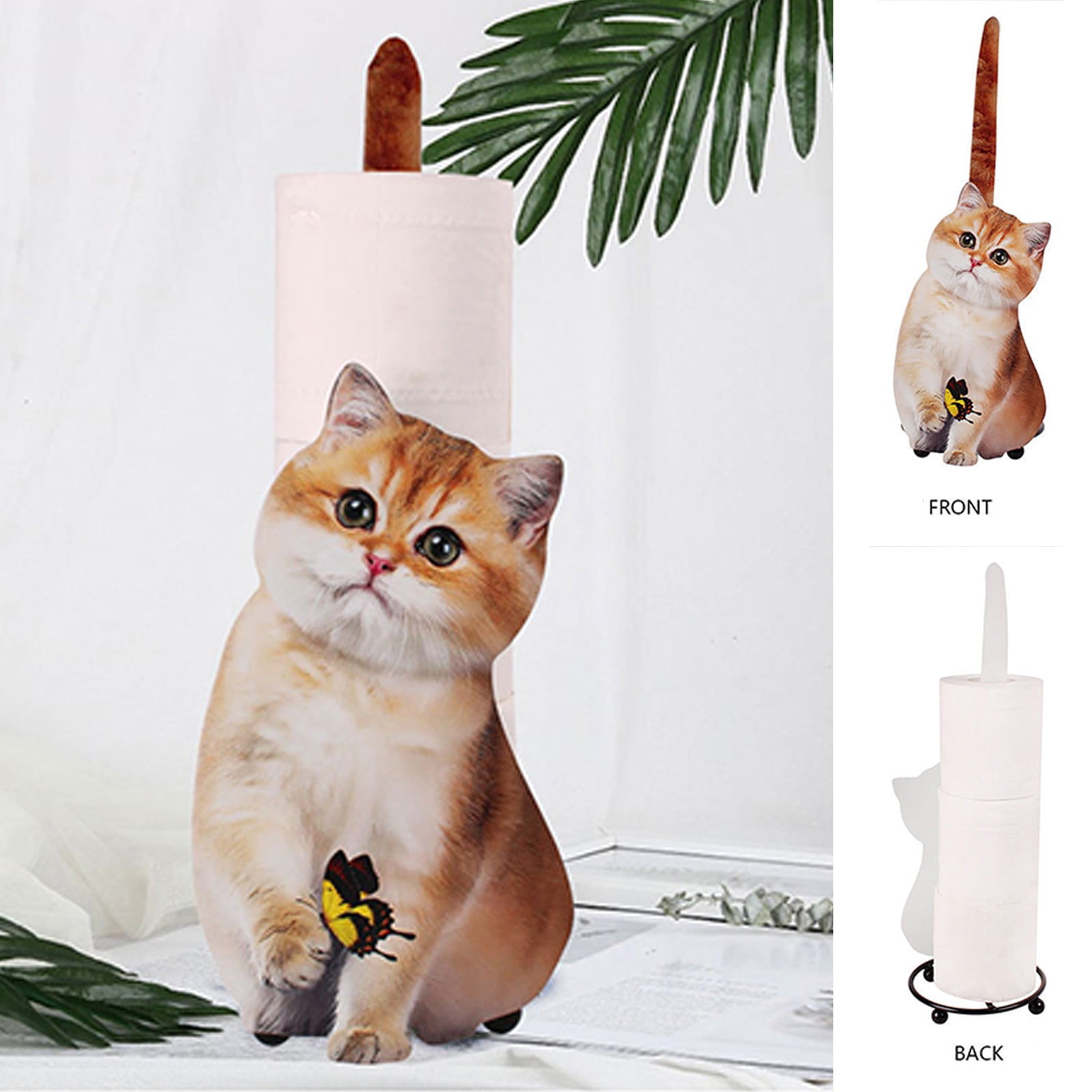Cat Shape Paper Towel Holder Super Cute Cat Themed for Decorate Your Workspace, Cat Design Paper Towel Holder Stand for Kitchen Toilet Modern Countertop