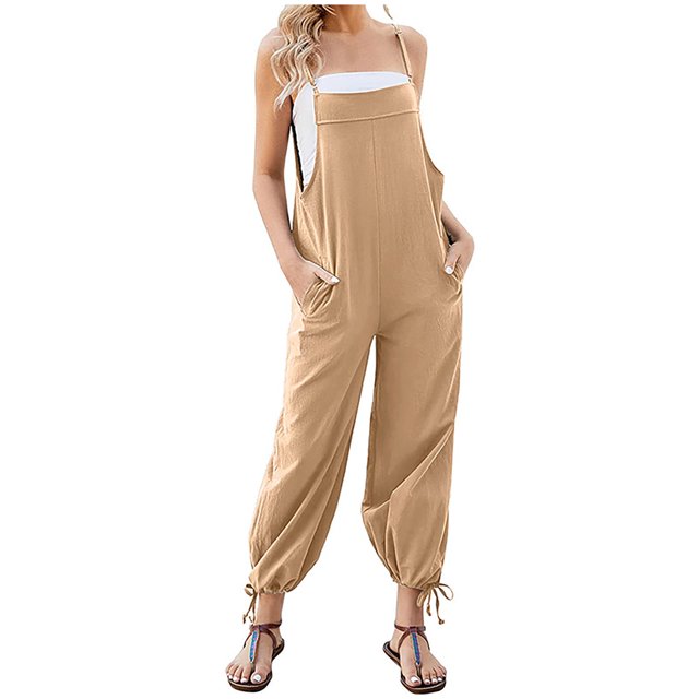 Pantalones Jerdar para mujer, monos largos holgados sin mangas y sin espalda de verano, monos, regalo familiar en liquidación