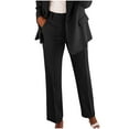 thumbnail image 2 of Qulqfy Womens Dress Pants High Waist Office Trousers Black Straight Leg Business Casual Pants L, 2 of 4