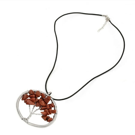 

Fashion Rectangle/Round Woman Stone Pendant Charming Necklace With Hide Rope