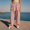 thumbnail image 4 of EDFBUYKRS Female Women Pants Casual Sweatpants Women Petite Short Set Women's Casual Pants Lace Trim Straight Leg Pants Comfortable Breathable Summer Fall Travel Outdoor Everyday Wear L, 4 of 5