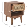 thumbnail image 3 of SAFAVIEH Ceu Coastal Style 1 Drawer Night Stand, Walnut/Gold (15.7 in. W x 15.4 in. D x 21.7 in. H), 3 of 11