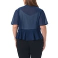 thumbnail image 3 of Agnes Orinda Plus Size Cropped Cardigan for Women Short Sleeve Open Front Lightweight Sheer Shrug 2X Navy Blue, 3 of 6
