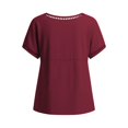 thumbnail image 6 of WHEANG 2026 Trendy Summer Tops for Women Short Sleeve Collarless Button Down Shirt Breathable Linen Crop Blouse for Women Lightweight Casual Beach Vacation Outfit Tops(Color Red Size 3XL), 6 of 6