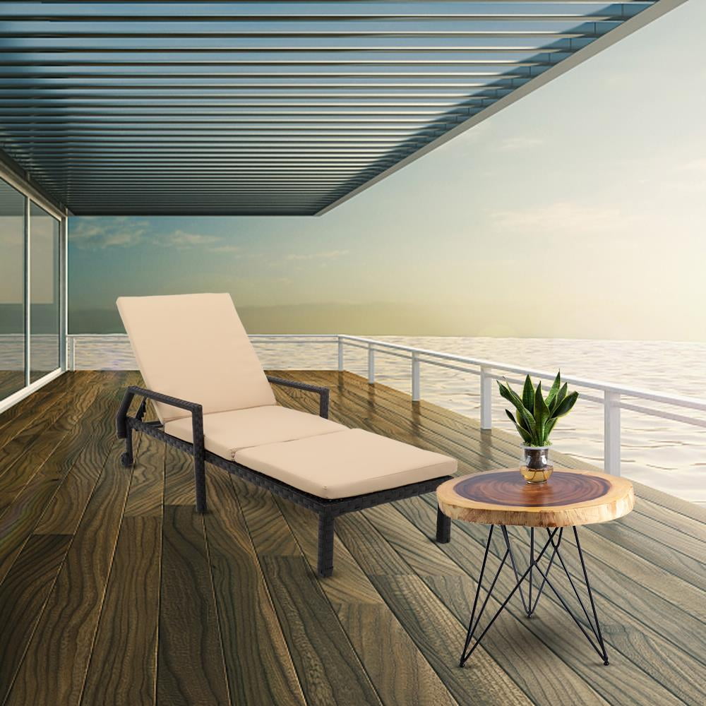 SalonMore Adjustable Metal Chaise Lounge Chair Recliner with Wheels