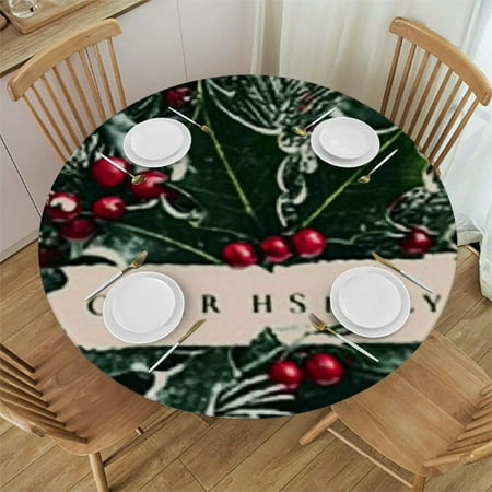 

Patifu Holly Flowers Christmas Round Tablecloth Stain-Resistant Washable 100% Polyester Fiber Ideal for Indoor Outdoor Restaurants Weddings Parties Home Kitchen Holiday Dinner Waterproof 38 -42