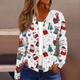 thumbnail image 2 of Women's Fashion Christmas Print Casual Zip-Up Long-Sleeve Hooded Jacket, for Outdoor Activities and Daily Use,White,M, 2 of 6