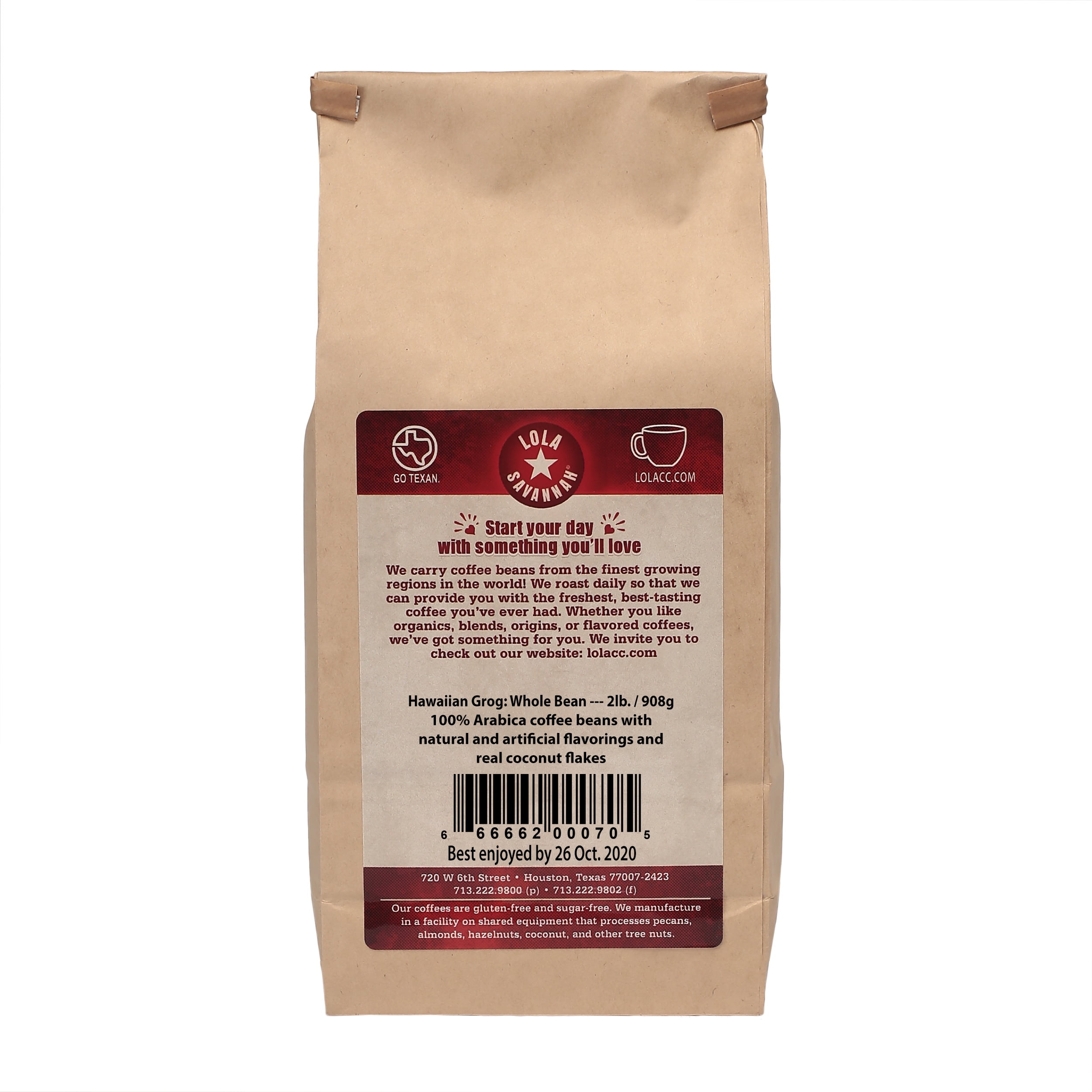 Lola Savannah Hawaiian Grog Whole Bean Coffee - Caffeinated 2lb Bag