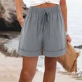 thumbnail image 2 of Mujeres Pantalones de Verano Ligero Casual Suelto Pantalones Cortos con Bolsillos, Cordón Cintura Elástica para el Uso Diario, Fiesta Y Vacaciones, 2 of 8